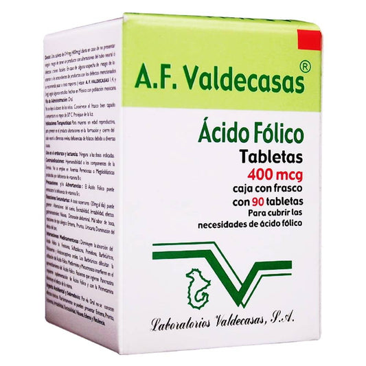 A.F. VALDECASAS 400MCG C90 TABS ACIDO FOLICO