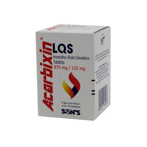 ACARBIXIN LQS c/10 TABS. 875/125 MG.Amoxicilina+Ácido Clavulánico 875/125mg. (Tabs. Orales 12H).
